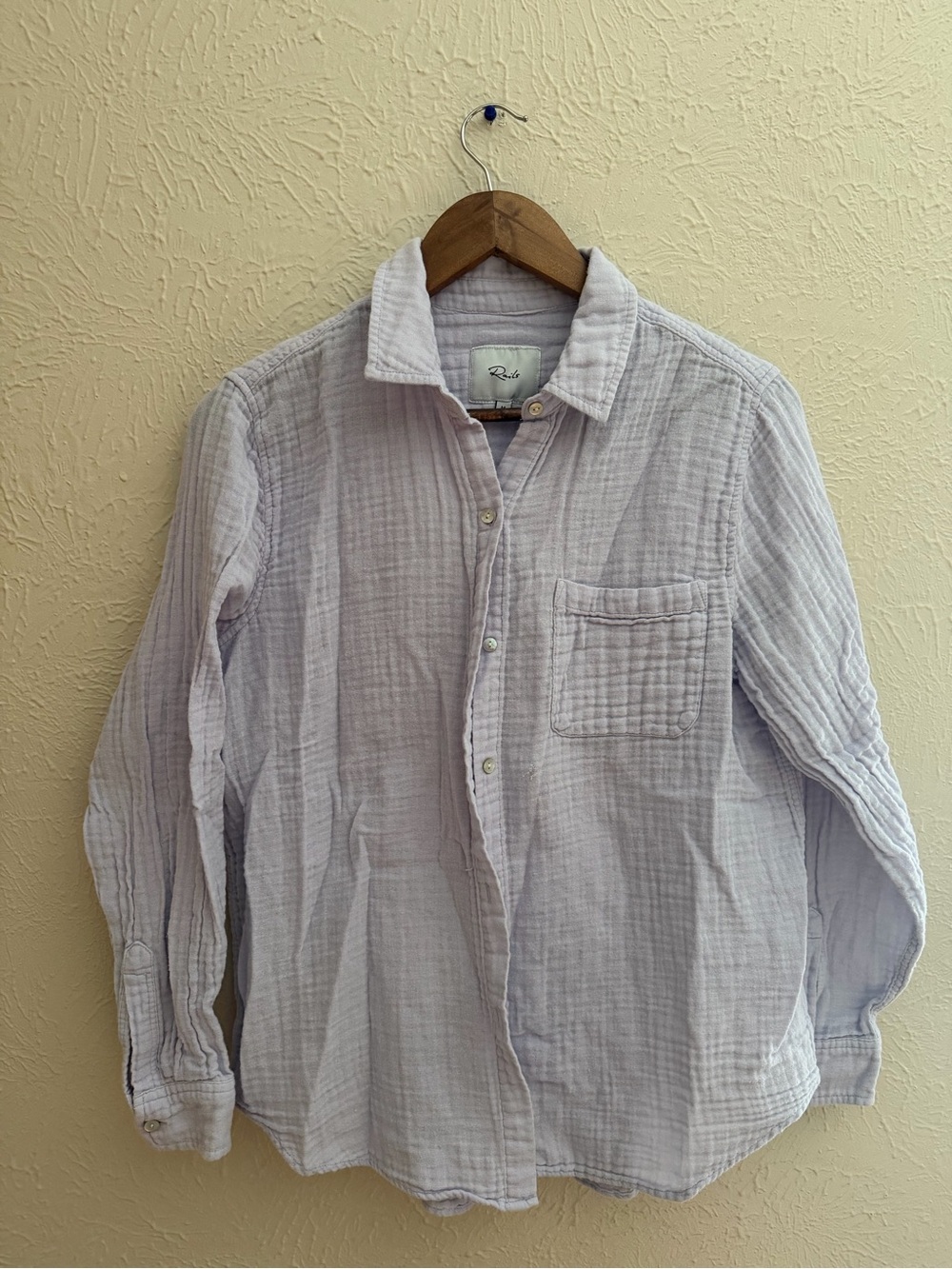 Rails Ellis Lavender Organic Cotton Gauze Button-Up Shirt — Size M